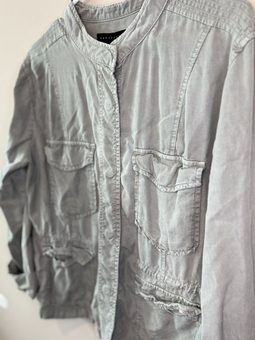 Women’s Sancutary Utility Lightweight Button-Up Shacket Jacket Green XL - Picture 3 of 8
